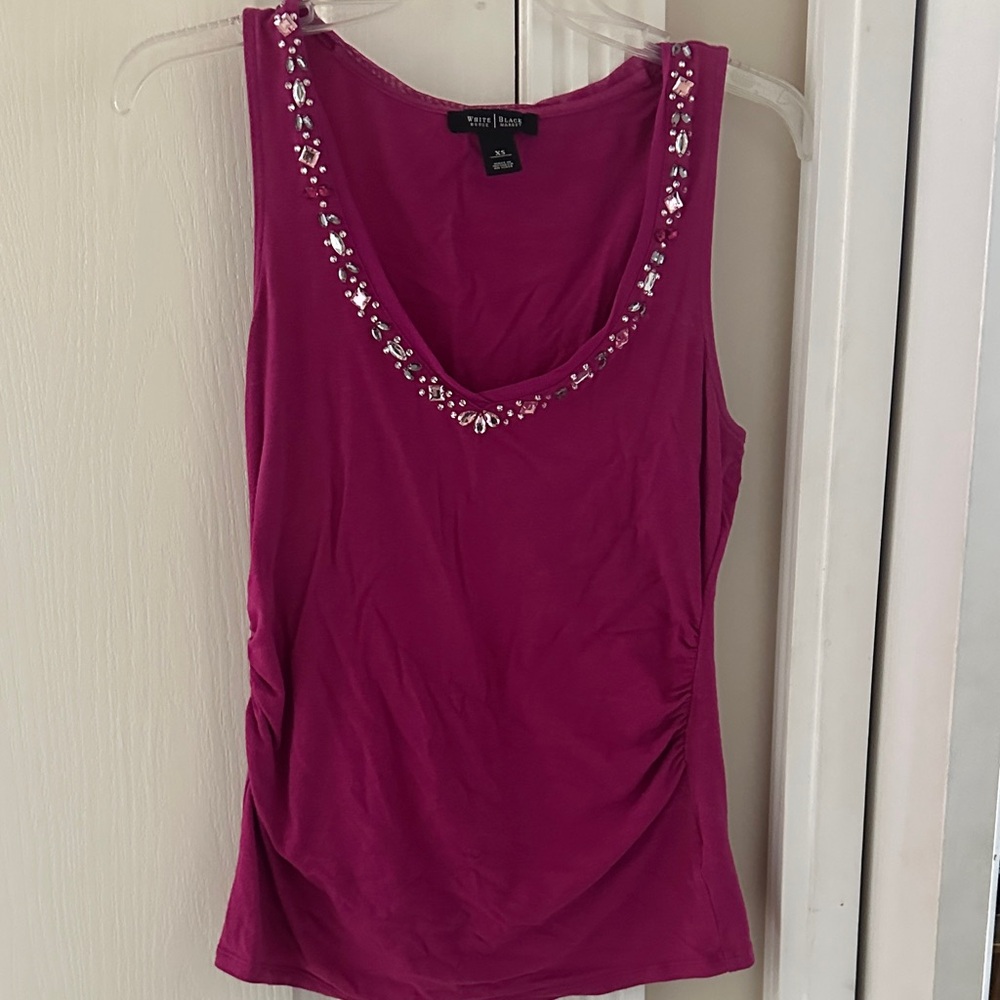 White House Black Market Magenta Embellished Tank Top size XS.  Stretchy